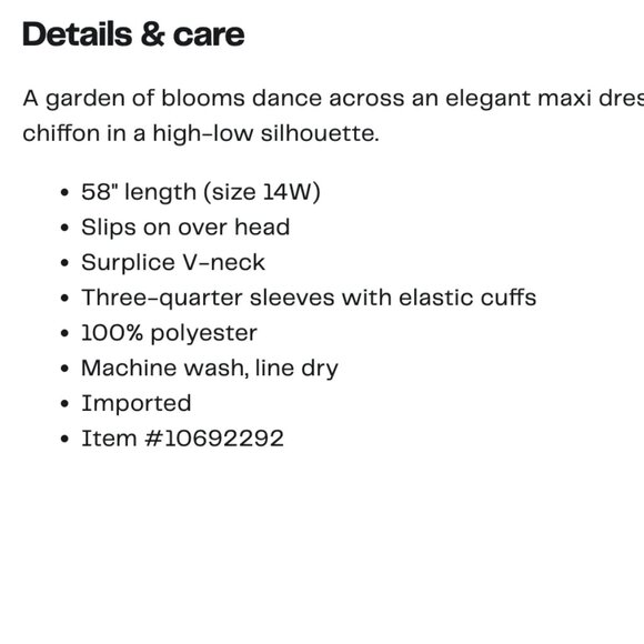 Plus Sized Eliza J. Floral Chiffon High-Low Dress – Size 22W – NWT - Picture 7 of 7